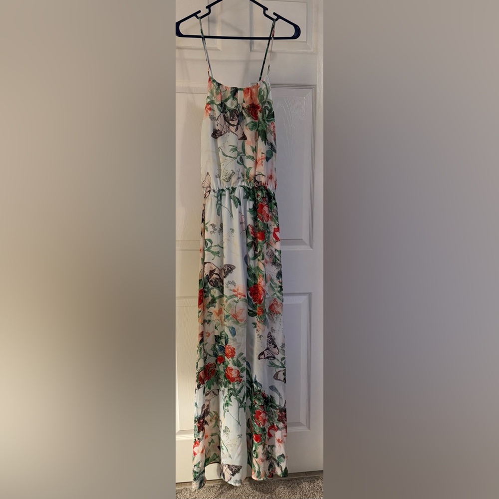 Fate Floral Dress with Orange and Green Accents